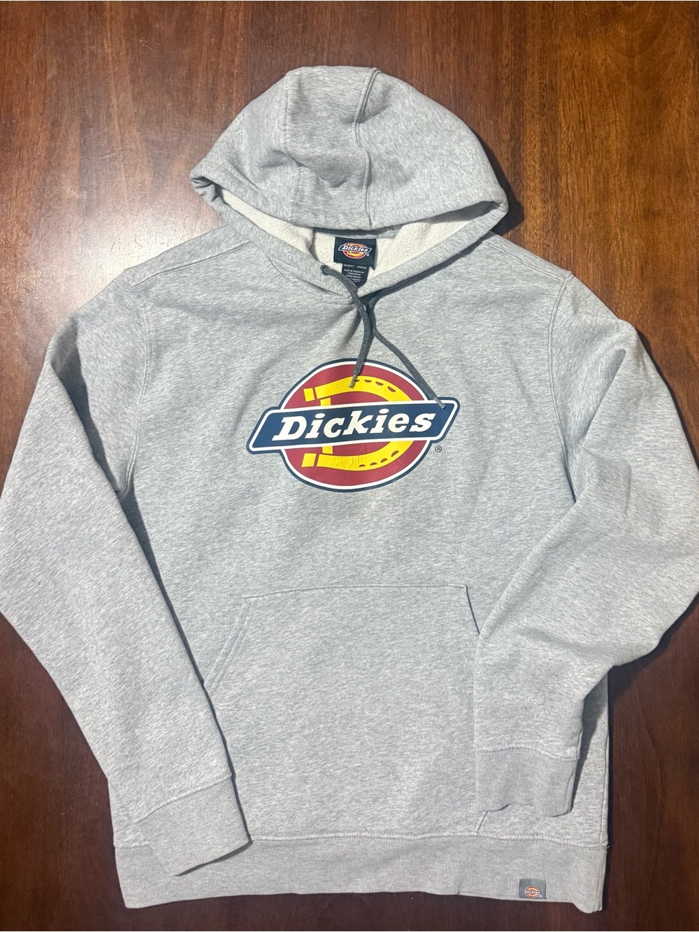 Dickies Heather Gray Pullover Hoodie with Red & Yellow Logo